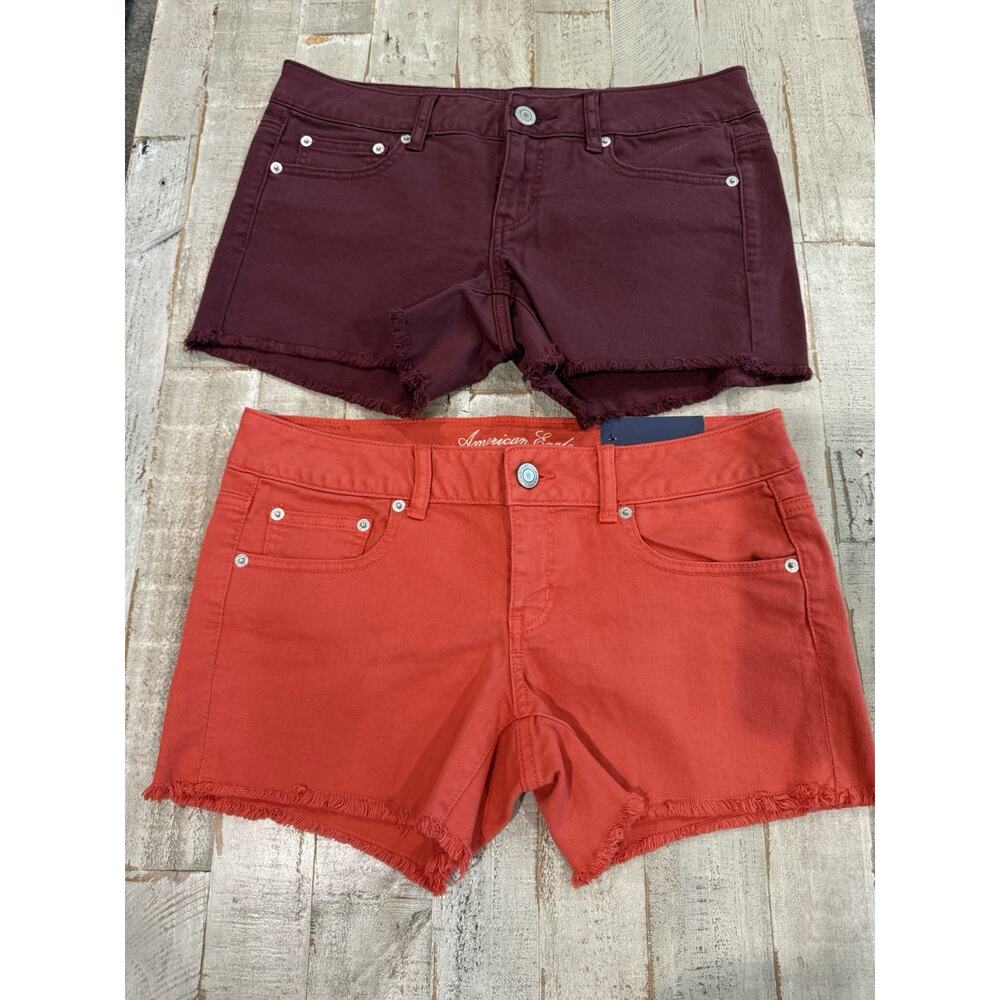 NWT American Eagle Midi Shorts Size 8 Y2K NOS Burgandy Coral Cut Off 2012